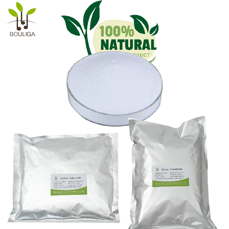 Poudre d'acide hyaluronique de biofermentation Bouliga poudre naturelle pure d'hyaluronate de Sodium 2000da-100Mda